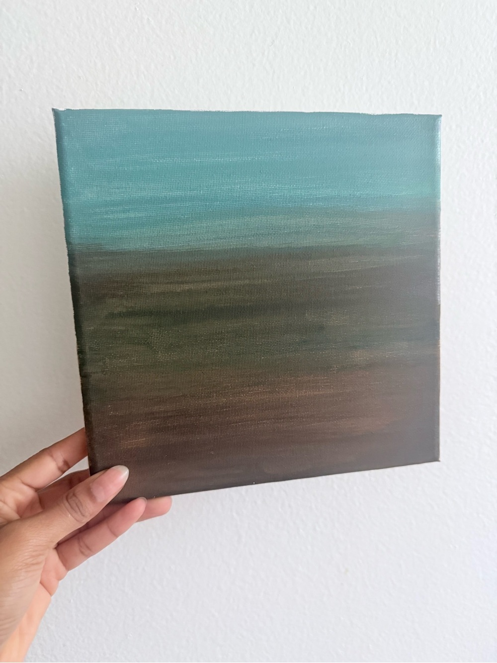 Hand-Painted Abstract Home Art in Teal and Brown
